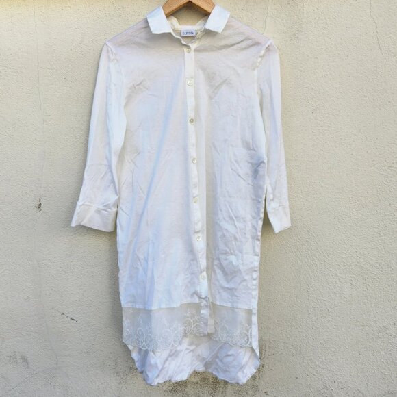 5/$100 SALE - LA PERLA White Lace Trim Tunic - Picture 2 of 6